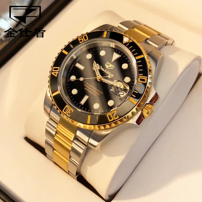 黑水鬼夜光日历全自动机械表高档商务防水手表多功能瑞士认证男士