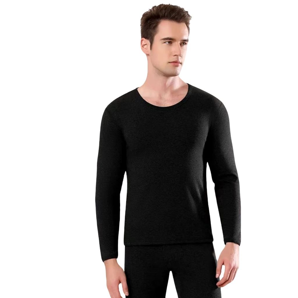 加绒加厚保暖内衣男士圆领秋衣秋裤百搭套装98121 （2C7-7）