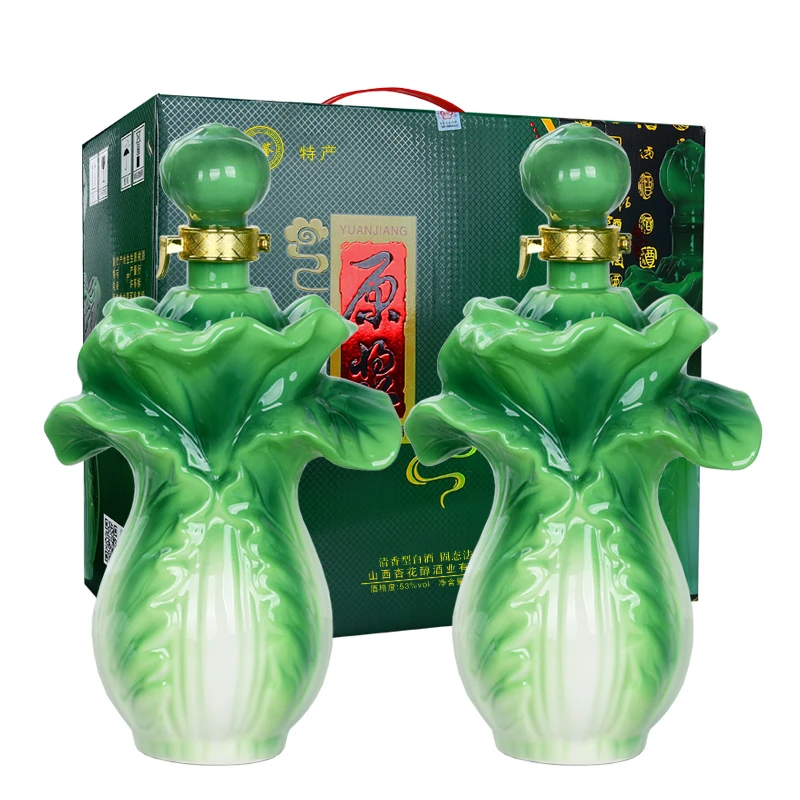 杏鉴白菜酒清香型白酒优级礼盒装高粱粮食酒53度500ML*2瓶