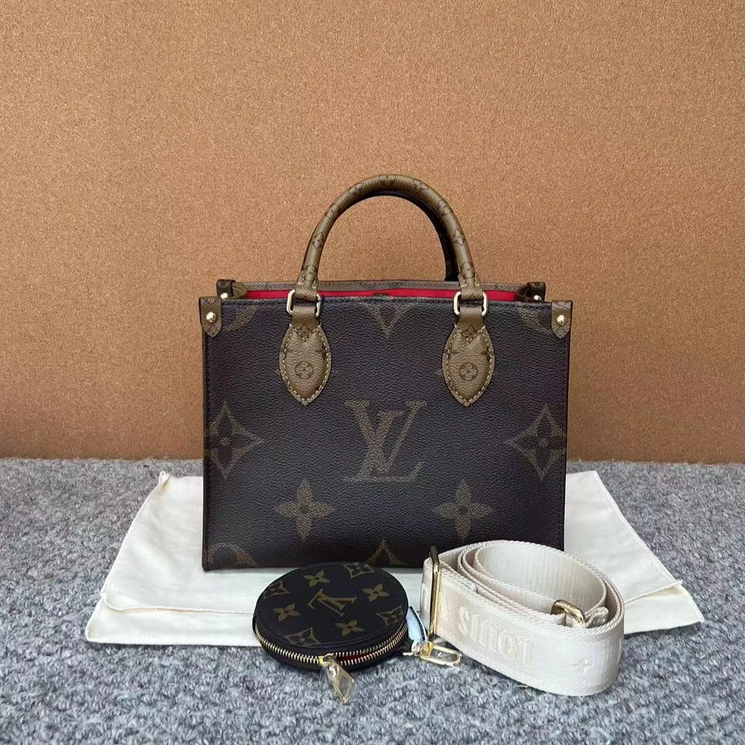 99新 LouisVuitton/路易威登 onthego小号老花宽肩带女手提托特包