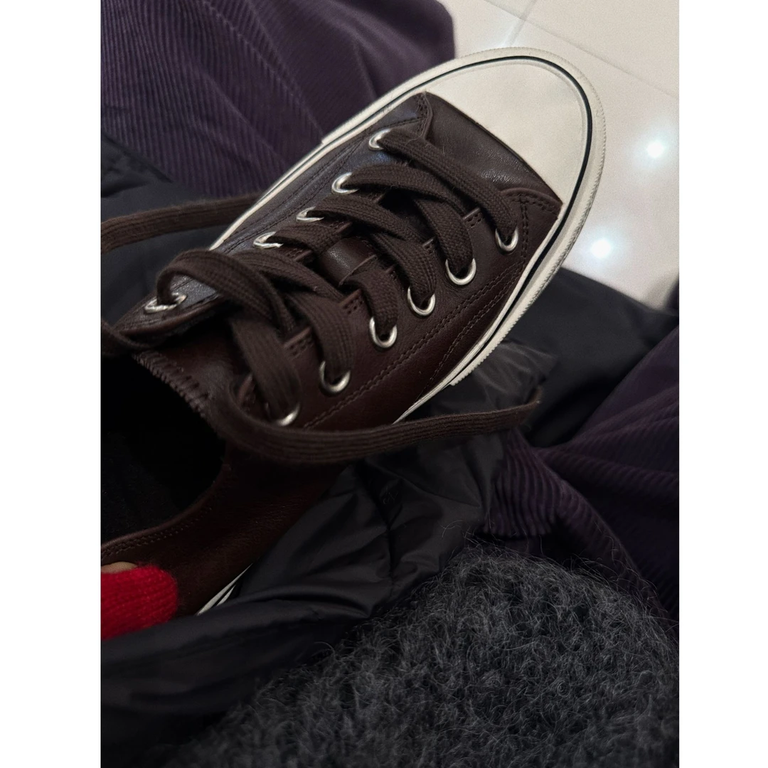 磨毛加绒咖色真皮超舒服单鞋 J24X612