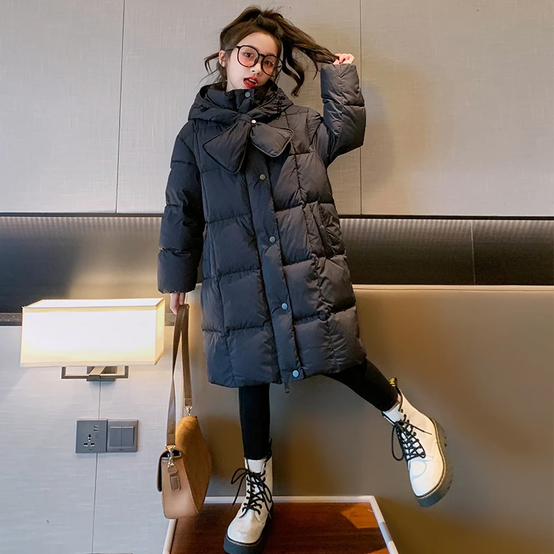 女童羽绒服中长款2024新款儿童洋气三防面料大童冬季女孩超厚外套