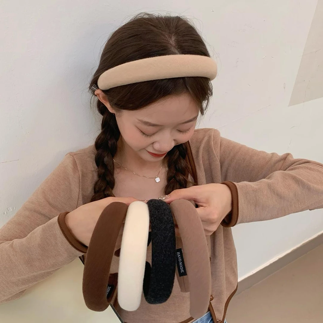 巧克力色系发箍外戴2024网红头箍宽边高颅顶发卡显脸小发饰ins女