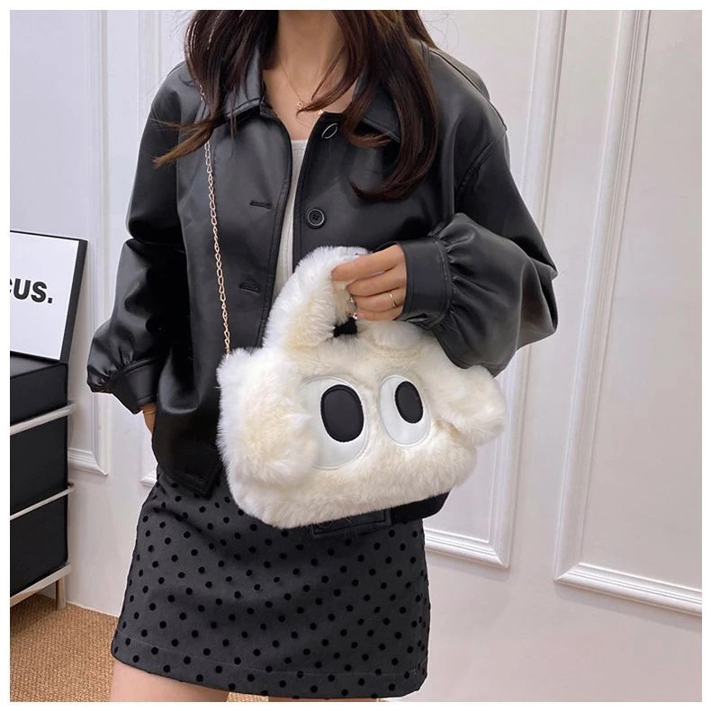 女包新款小挎包毛绒包手提高级感容量大可爱风格学生款链条轻奢款