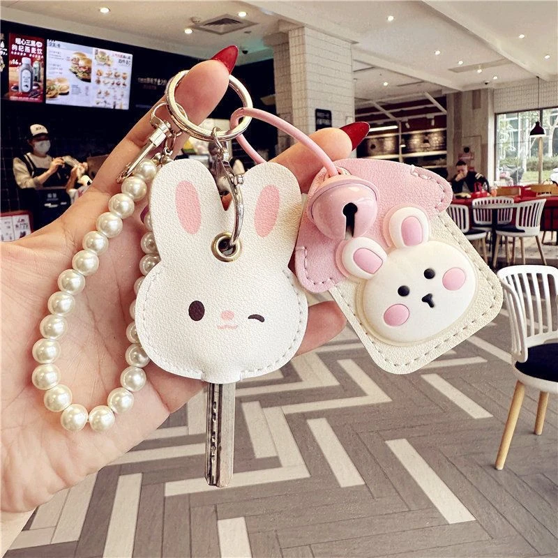 新款可爱小兔钥匙扣小兔中号钥匙套电动车nfc水滴感应小卡套网红