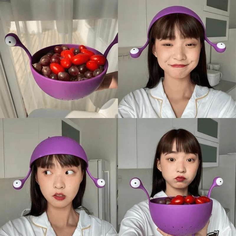 韩国ins创意搞怪趣味小怪兽沥水篮可爱卡通塑料可过滤水果神器