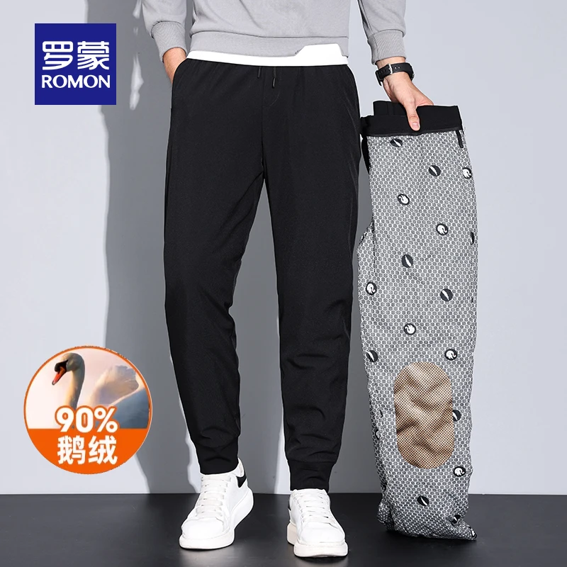 【鹅绒】罗蒙男士时尚休闲保暖加厚羽绒裤2023秋冬新款宽松束脚裤