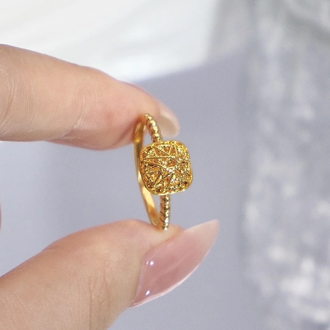 足金999 黄金小方糖戒指 时尚情人节礼物送女友送闺蜜告白礼 活口