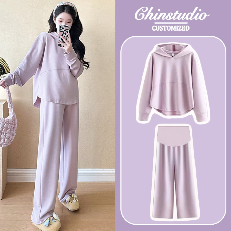 孕妇秋季套装时尚运动遮肚子卫衣2025新款孕早期上衣慵懒风两件套