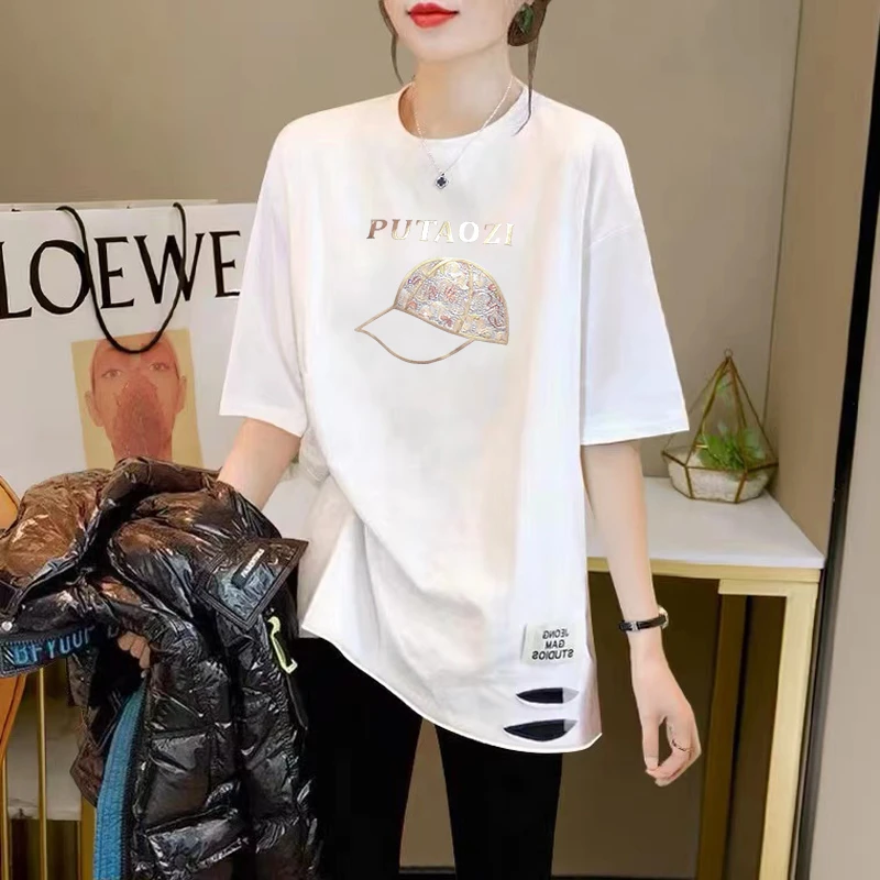 搭配鲨鱼裤芭比裤上衣短袖t恤女百搭夏季限定中长款穿搭显瘦上衣