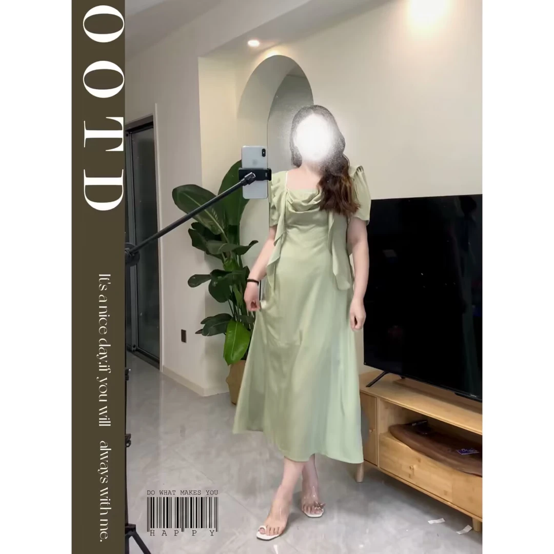 高端气质大码女装缎面连衣裙女胖mm韩版显瘦露背设计感飘带长裙夏