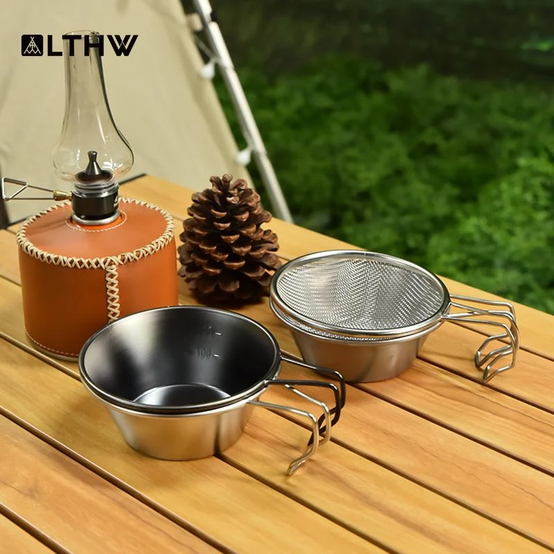 LTHW旅腾户外便携雪拉碗收纳包露营野餐餐具不锈钢可折叠雪拉杯