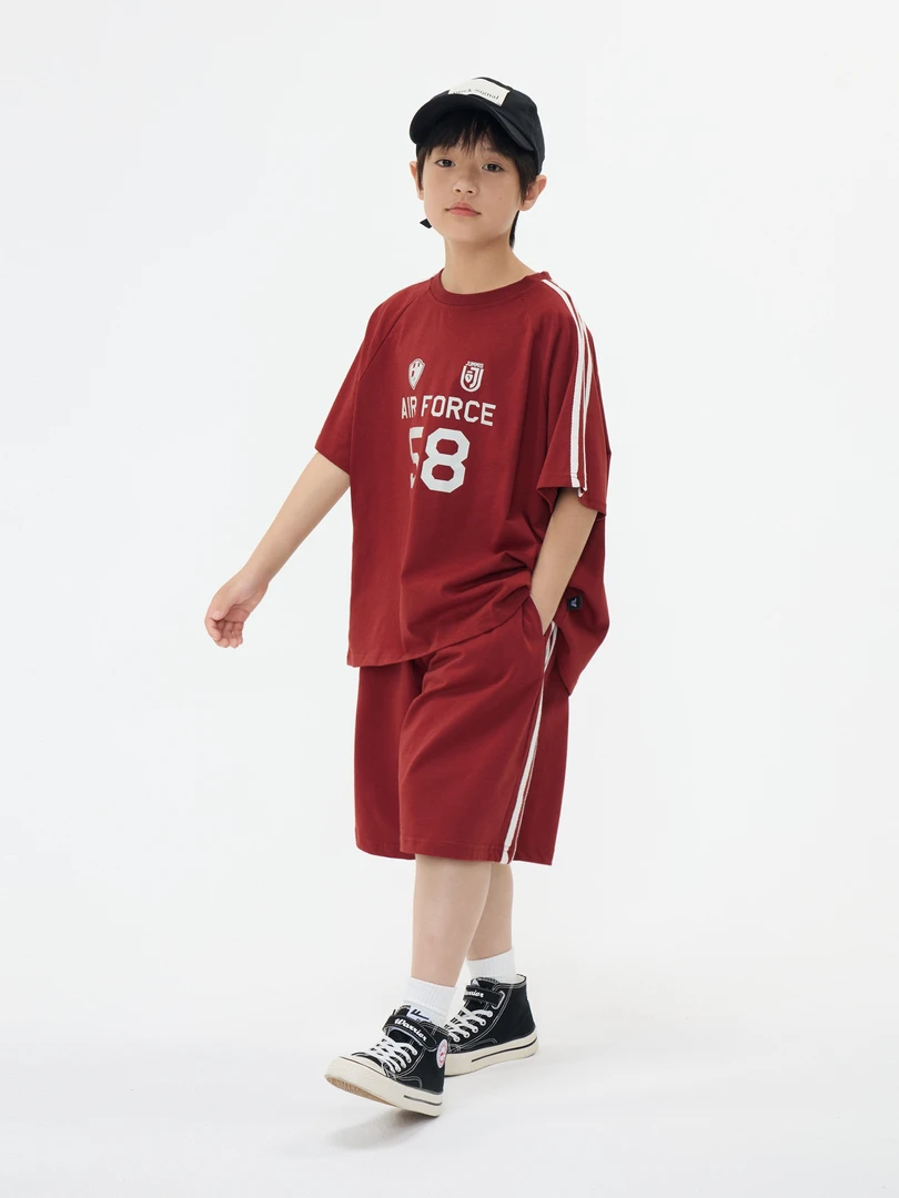 （断码处理）套装夏季儿童时尚字母休闲短袖中大童男童运动两件套