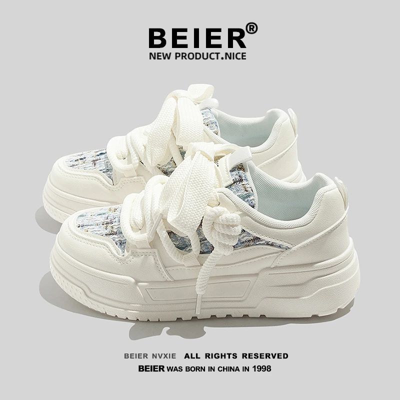 BEIER小香风板鞋女鞋2024春夏新款学生百搭设计感休闲小白鞋2810