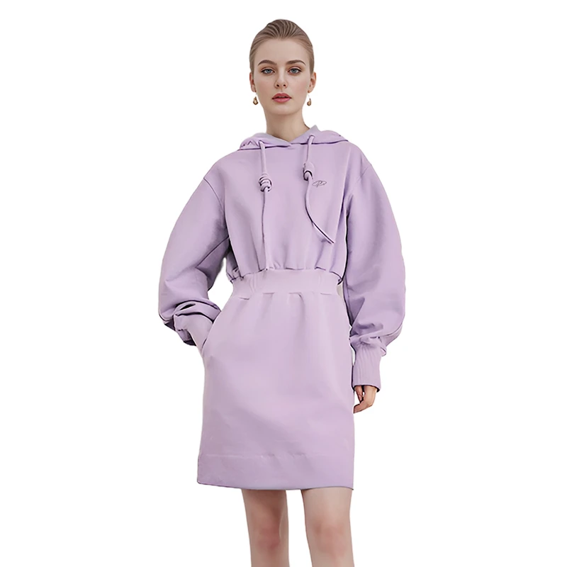 Petit Bari 简约休闲收腰连帽卫衣连衣裙 女装连衣裙 百搭时尚