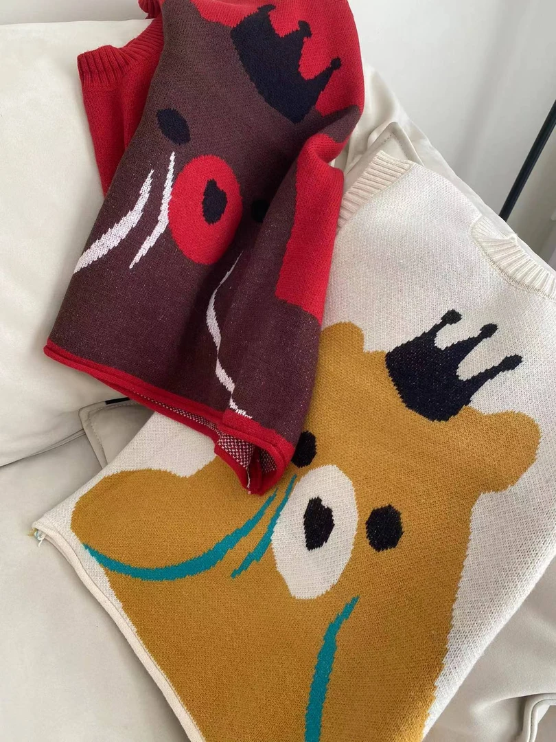 韩系高级感卡通设计 宽松大码宽松针织马甲