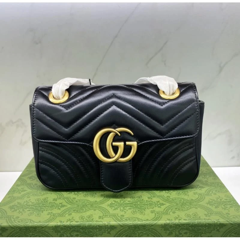 95新  95新 GUCCI/古驰 97新古驰黑金马蒙22单肩包/
