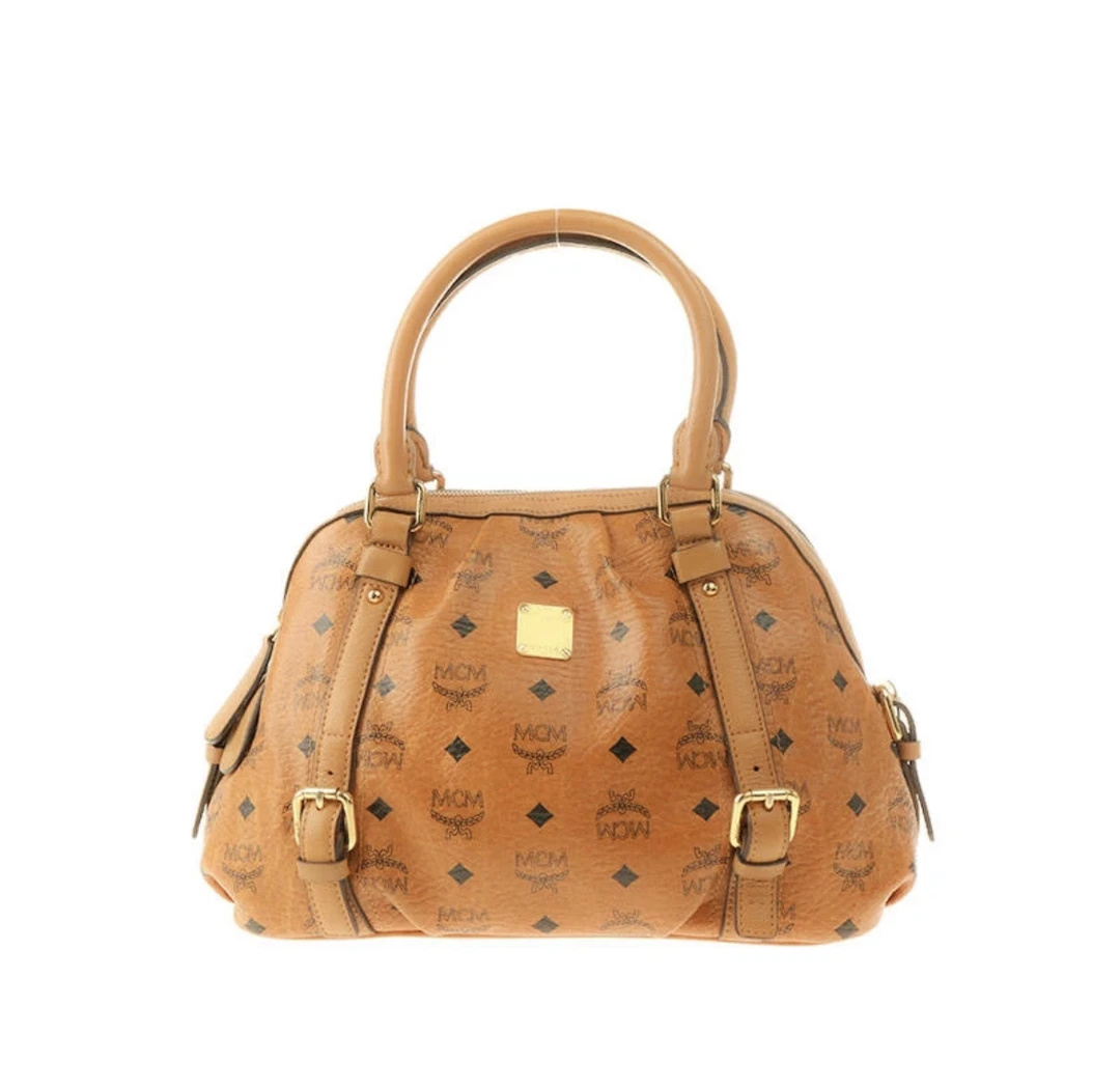 95新 MCM mcm干邑色手提包