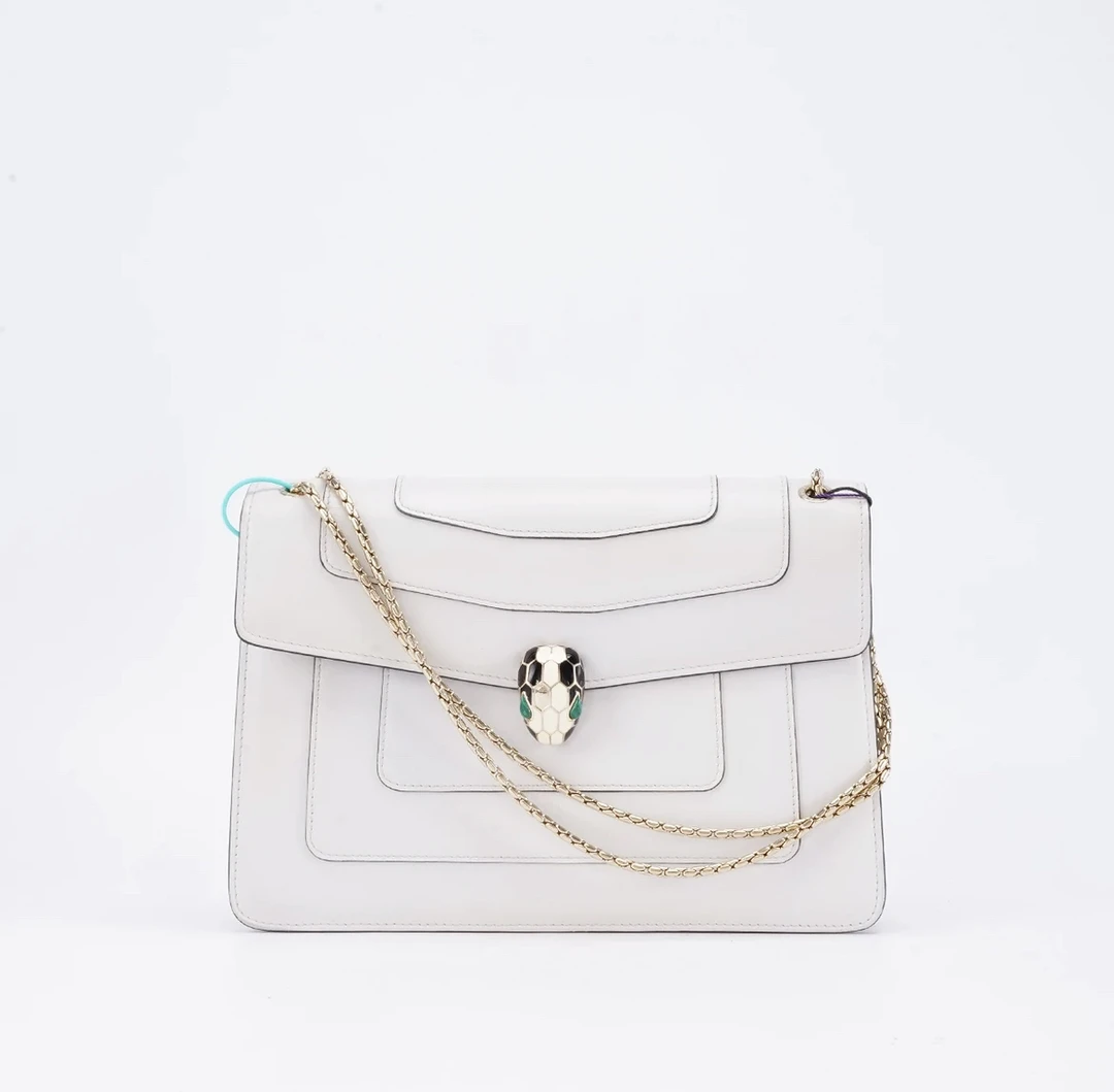 99新 BVLGARI/宝格丽 98新宝格丽白色中号蛇头包