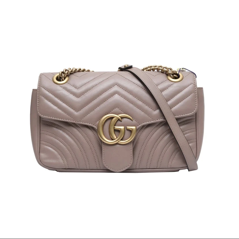 99新  /99新 GUCCI/古驰 98新古驰马蒙26奶茶色斜挎包-K174