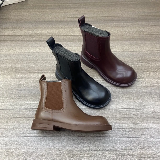 2024秋新款真皮舒适套筒百搭单里时尚百搭圆头切尔西短靴1716-212