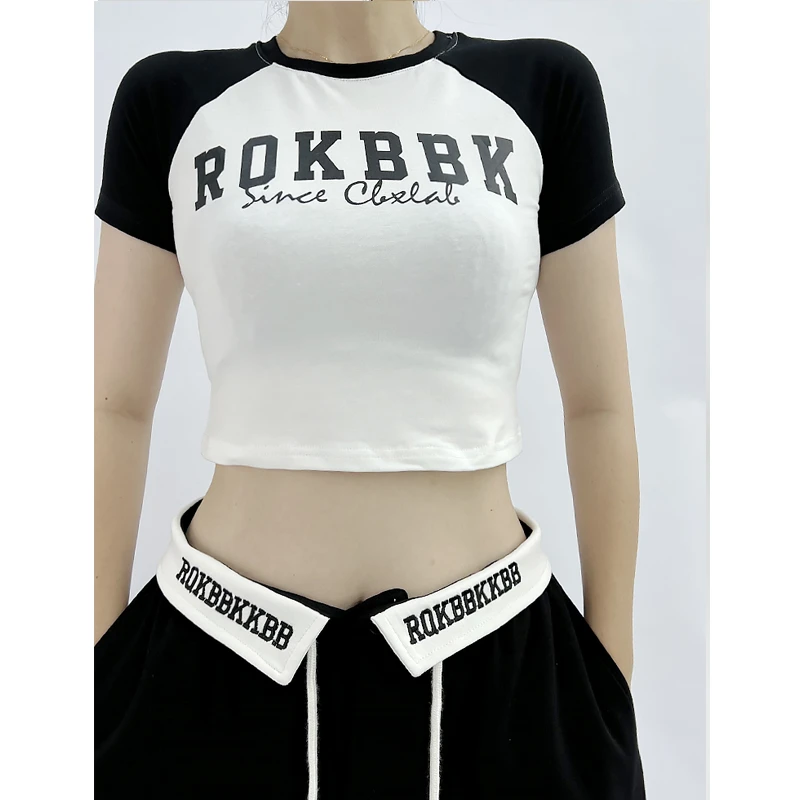 ROKBBK-K/布韩爵士舞短款露脐T恤jazz短袖上衣hiphop街舞jazz女潮