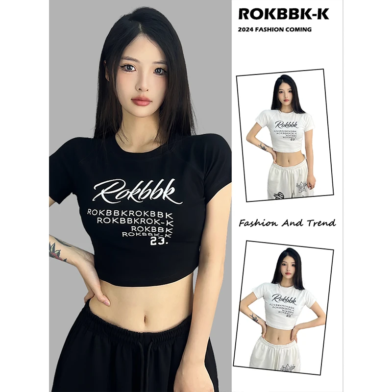 ROKBBK-K/布韩街舞潮牌个性印花休闲跳舞T恤女爵士jazz运动上衣