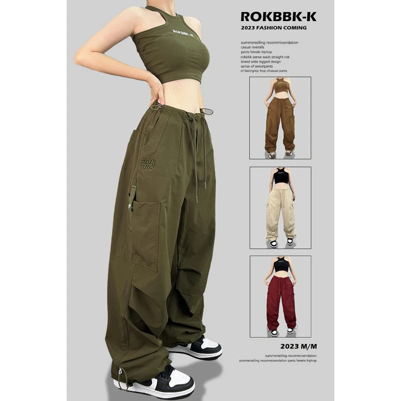 ROKBBK-K/布韩街舞hiphop运动裤爵士舞jazz裤子女宽松美式工装裤