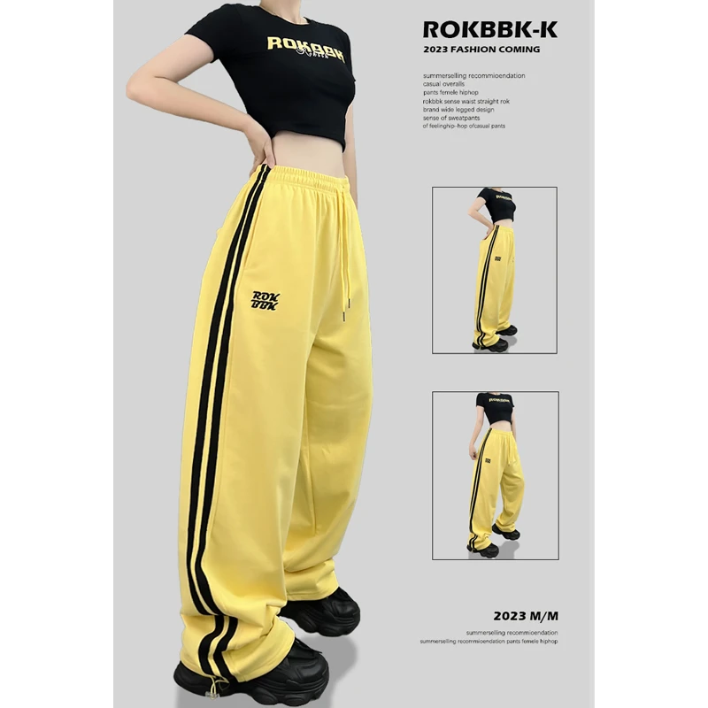 ROKBBK-K/布韩黄色街舞hiphop运动裤爵士舞jazz裤子女宽松休闲裤