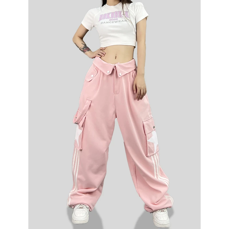 ROKBBK-K/布韩街舞粉色街舞hiphop运动裤爵士舞裤子女装宽松嘻哈