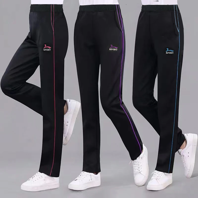 中老年运动裤女春秋新款高腰弹力妈妈裤冬季宽松直筒女士跑步学生