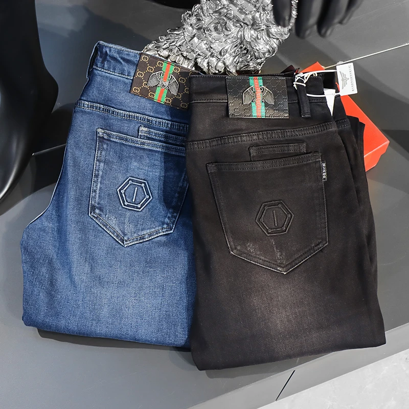 尾货 秋冬厚款中腰微弹厚男牛仔长裤2076