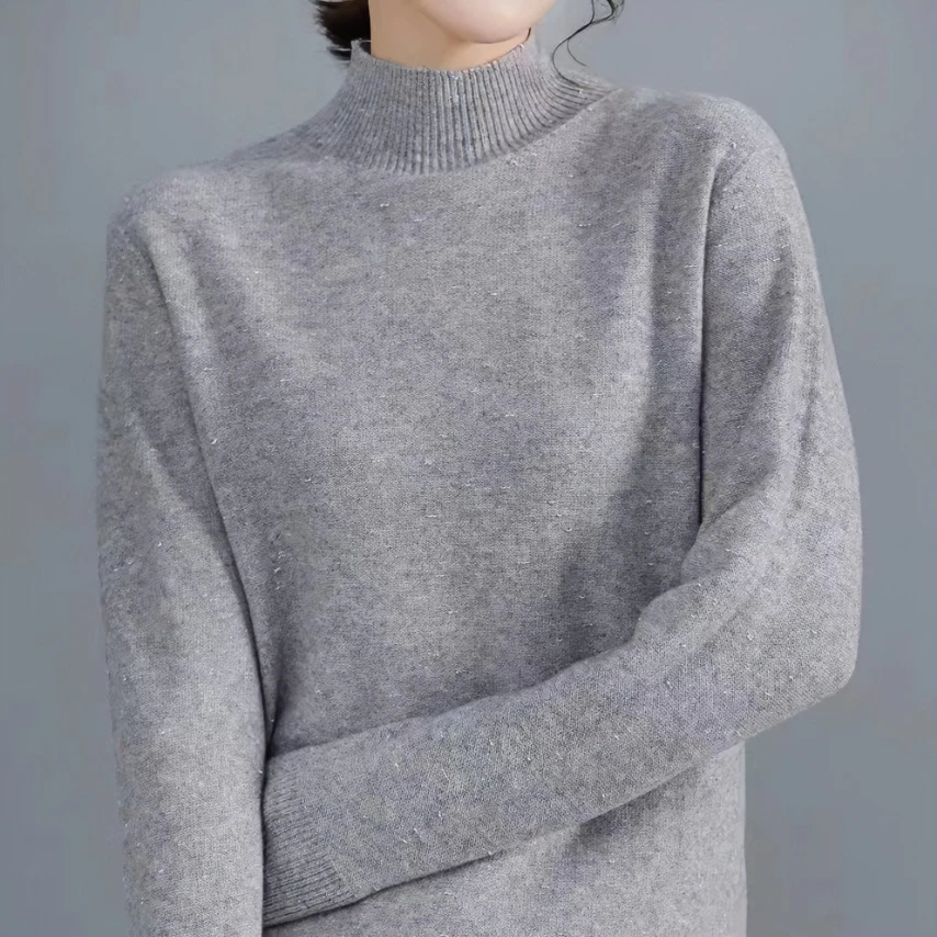 2341【花花专选】高货金丝纱女士半高领绵羊毛衫巨软糯