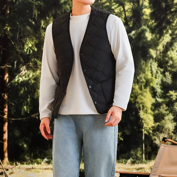 花花/D6-秋冬新款热感衣男士简约保暖马甲【优选】