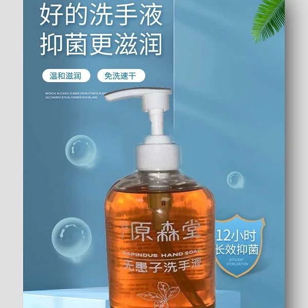 天然植物无患子洗手液抑菌植萃按压泵头清洁手部瓶装留香清洁手部