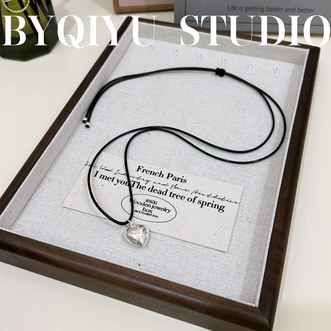 吊坠925银布 锤打爱心桃心S925银项链