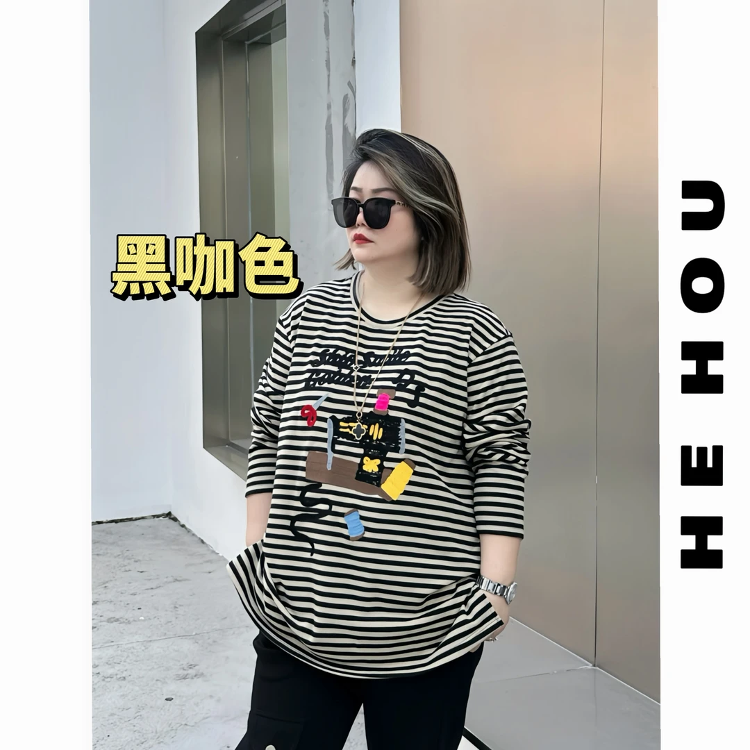 52174 和后大码 秋季显瘦打底衫莱赛尔时尚百搭潮流圆宽松绒衫