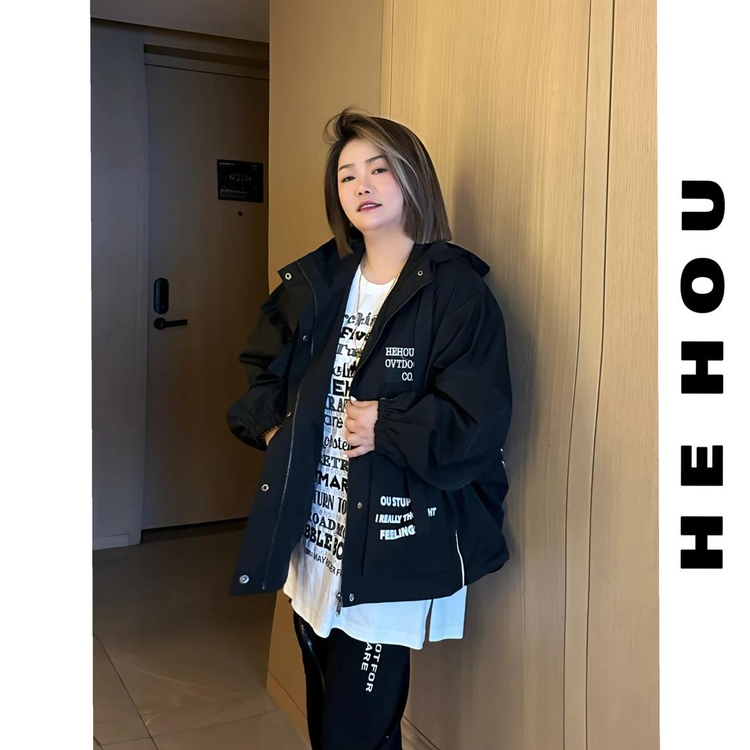 52092 和后大码 秋季显瘦百搭时尚原创设计师外套风衣