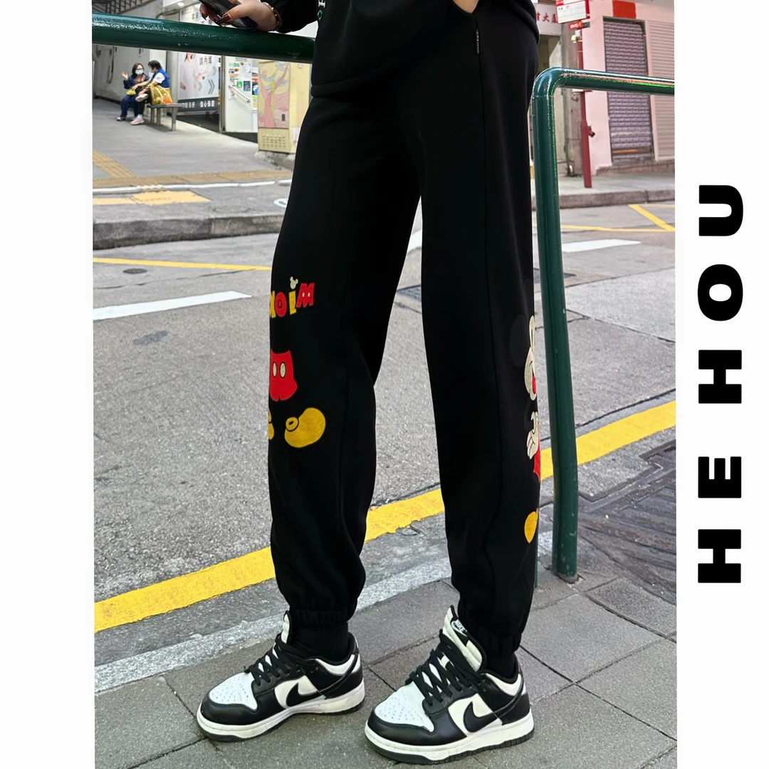 52235 和后大码 时尚休闲百搭秋冬宽松卫裤休闲裤