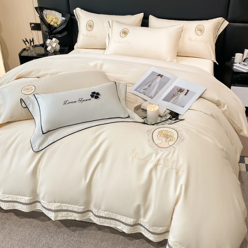 2023春夏新款120支全棉长绒棉四件套床品套件床单被套枕套轻奢