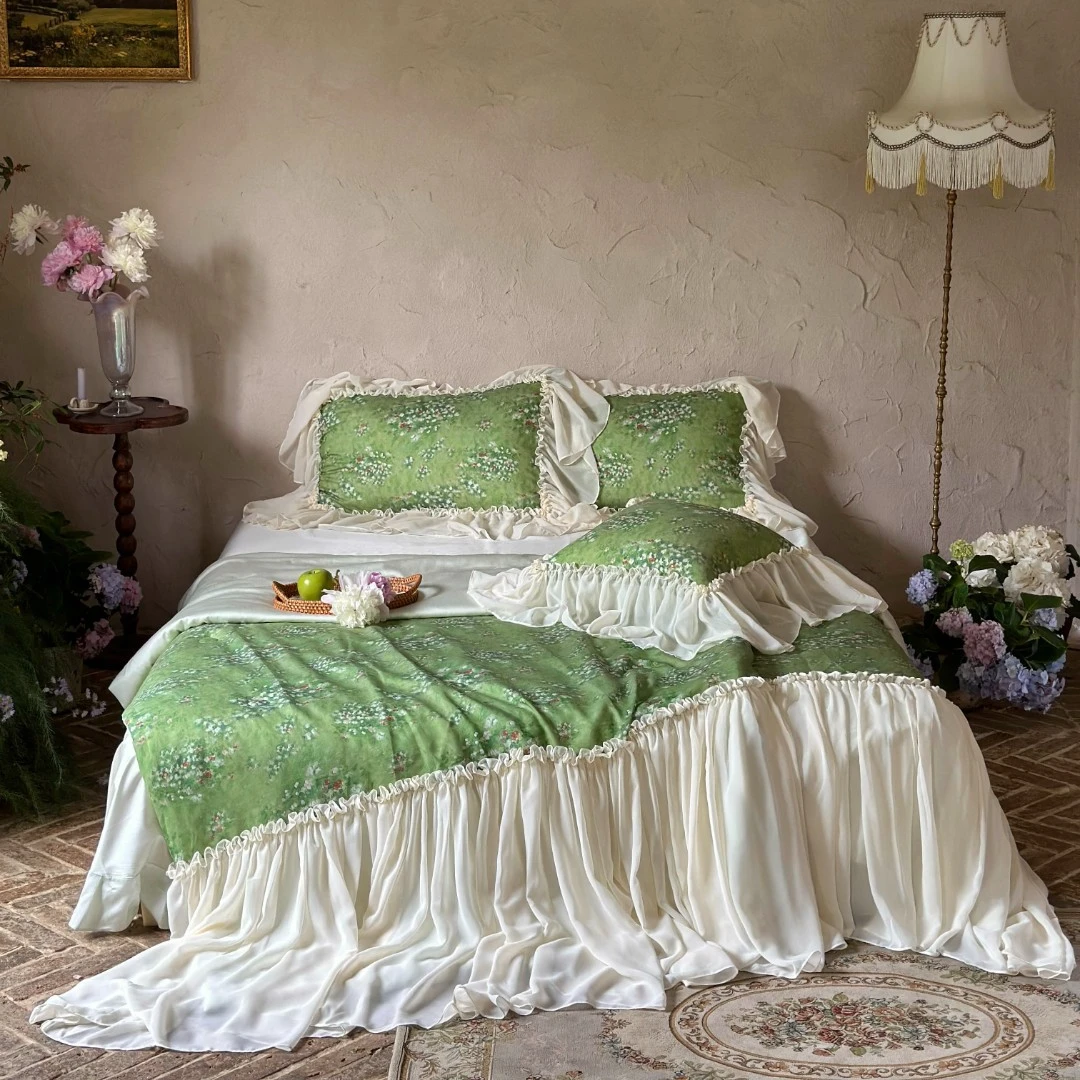 主播推荐【绿野仙踪】 新款法式浪漫天丝棉雪纺夏被四件套床上用品