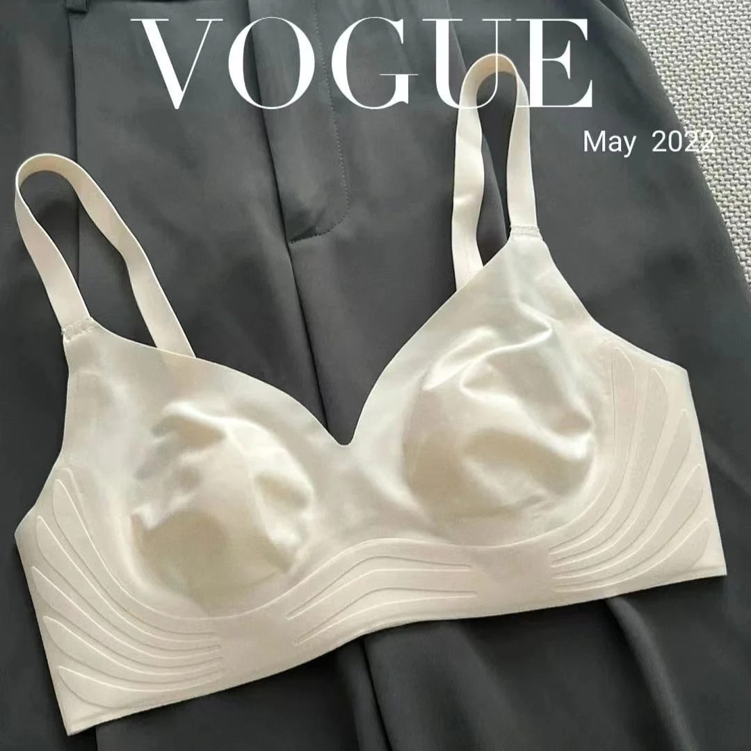 无痕聚拢美背内衣女防下垂兔耳朵奶皮大胸显小薄款小胸无钢圈文胸