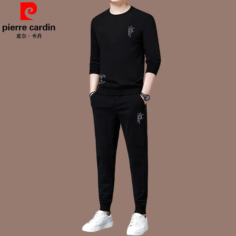 皮尔卡丹秋季高端男士休闲运动套装男休闲长袖印花秋装俩件套
