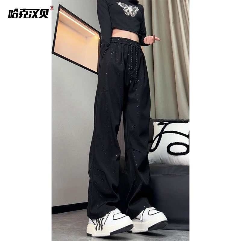 满天星设计感小众高街裤子宽松直筒大码垂感休闲西裤潮牌秋季新款