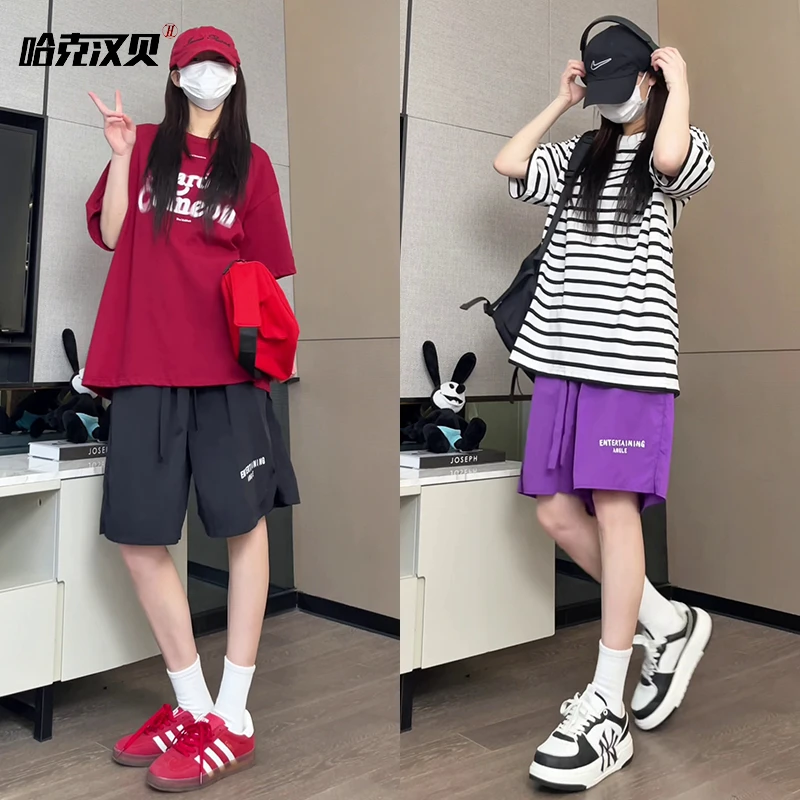 哈克汉贝夏季薄款速干大码短裤男女潮流百搭宽松休闲运动五分裤子