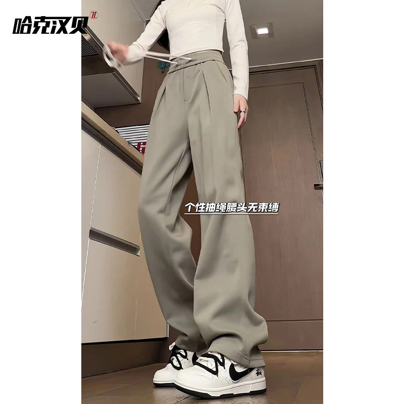 日系复古重磅直筒卫裤男女中性风宽松大码垂感秋季休闲运动长裤子