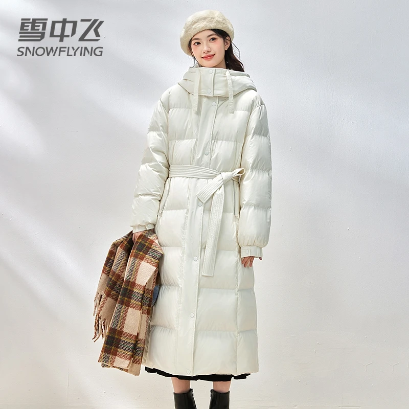 雪中飞【雪芙-极寒加厚】大长款2024新款羽绒服冬季保暖腰带外套