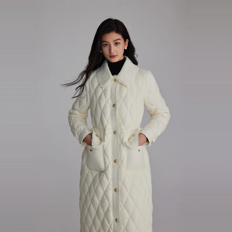 OBEG欧碧倩小香风编织拼接羽绒服50484570