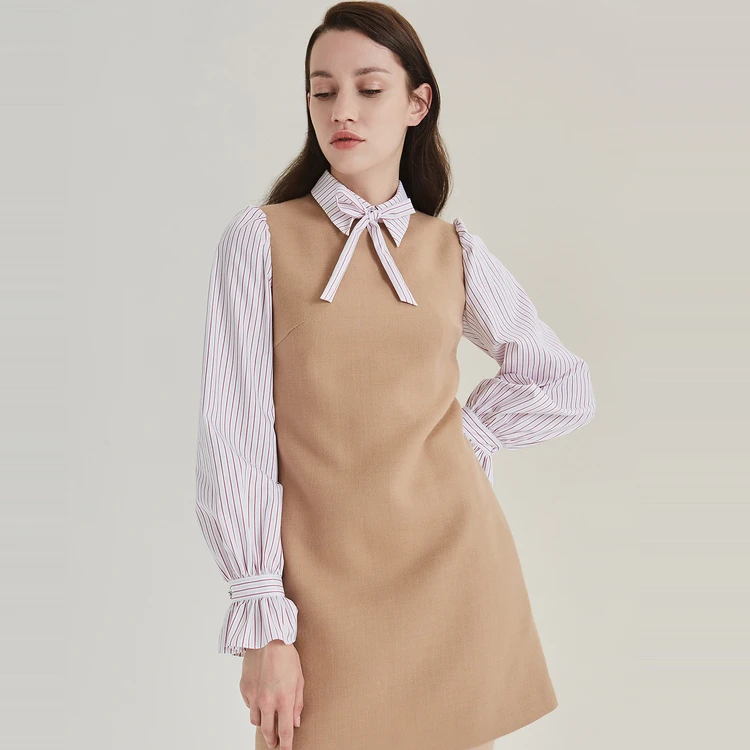 OBEG欧碧倩假两件撞色直身裙10404044