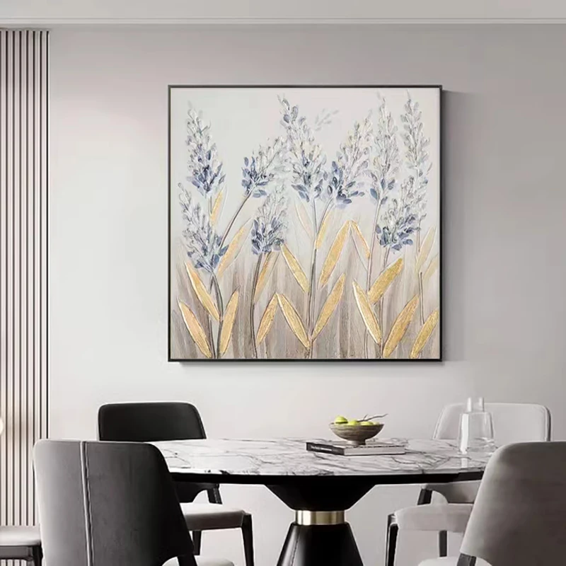 《薰衣草》现代简约手绘油画餐厅装饰画卧室客厅沙发背景墙挂画